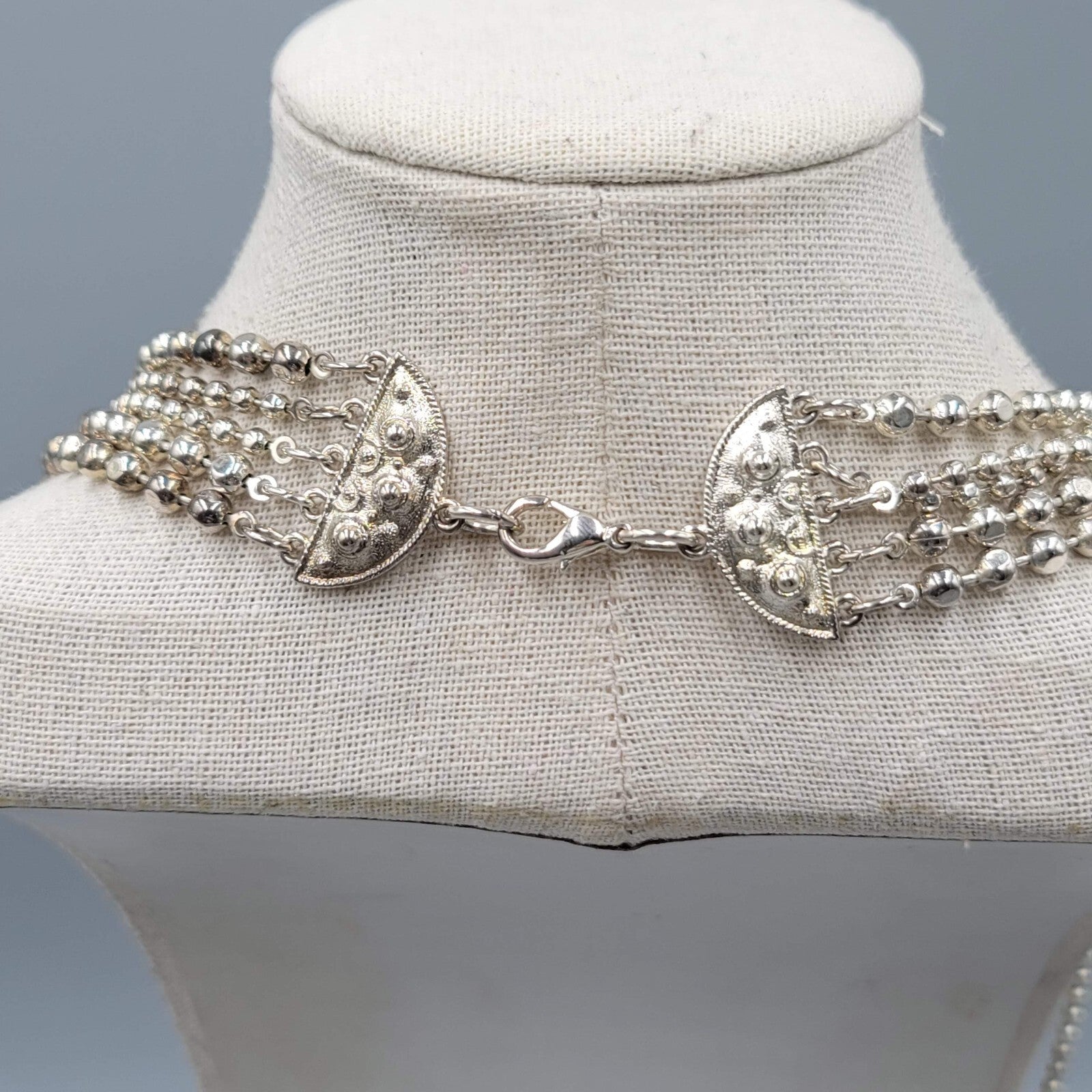 Multistrand Ball Chain Necklace Silver tone 26" - 30"