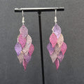 Pierced Earrings Purple Metal Laser Cut Chandelier Dangle 2.5"