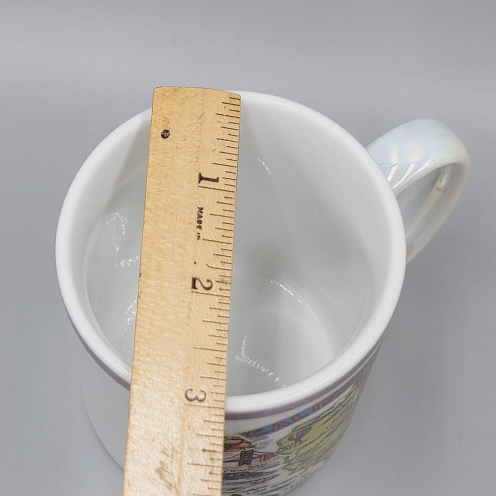 Vintage California Coffee Mug Map Souvenir Iridescent Glaze