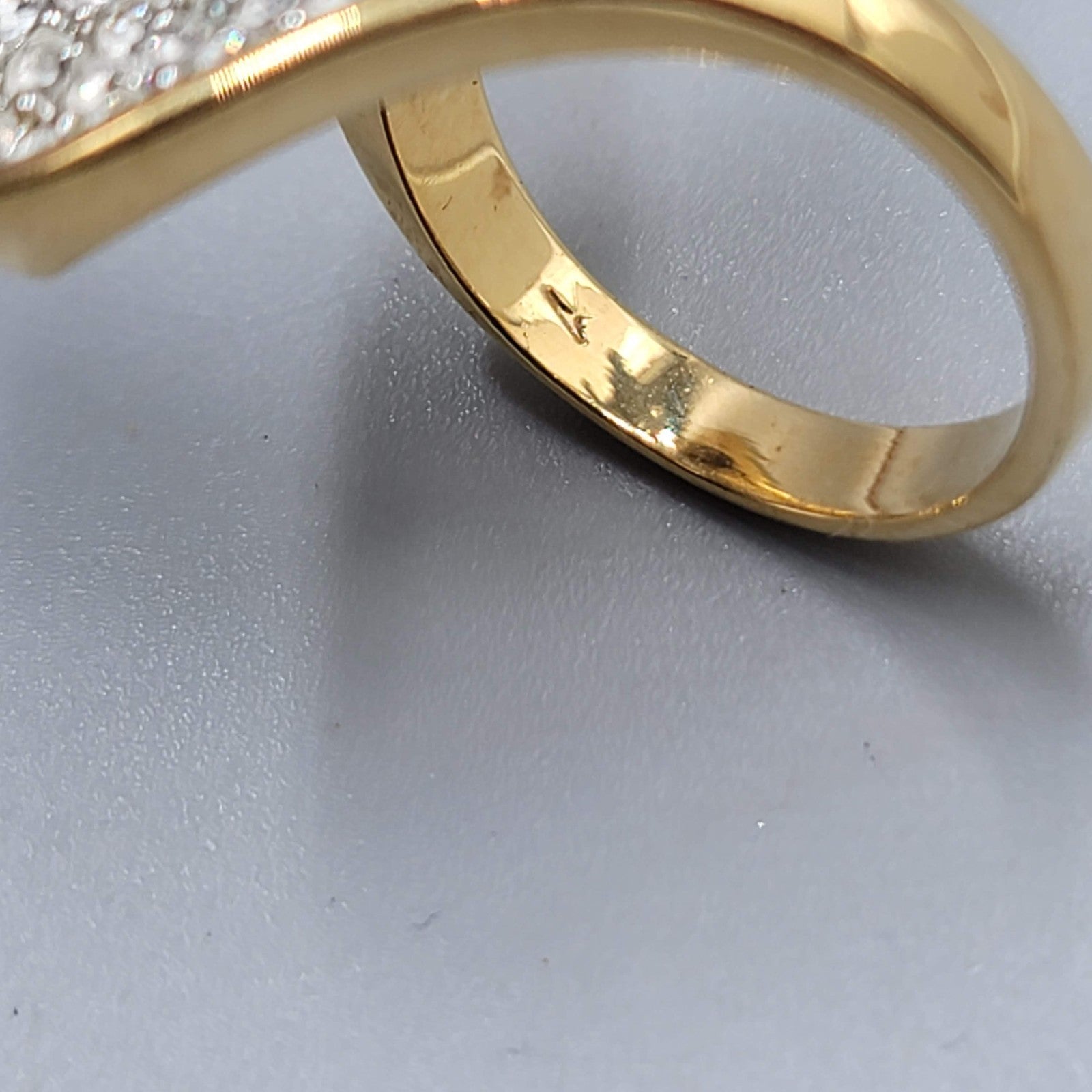 Vintage Gold Plated Cocktail Ring CZ Pave Stone Statement Size 10