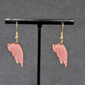 Cat Pierced Earrings Kitty Kitten Gold tone Pink Enamel Dangle 1"