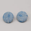 Vintage Round Denim Pierced Earrings 1 1/8"
