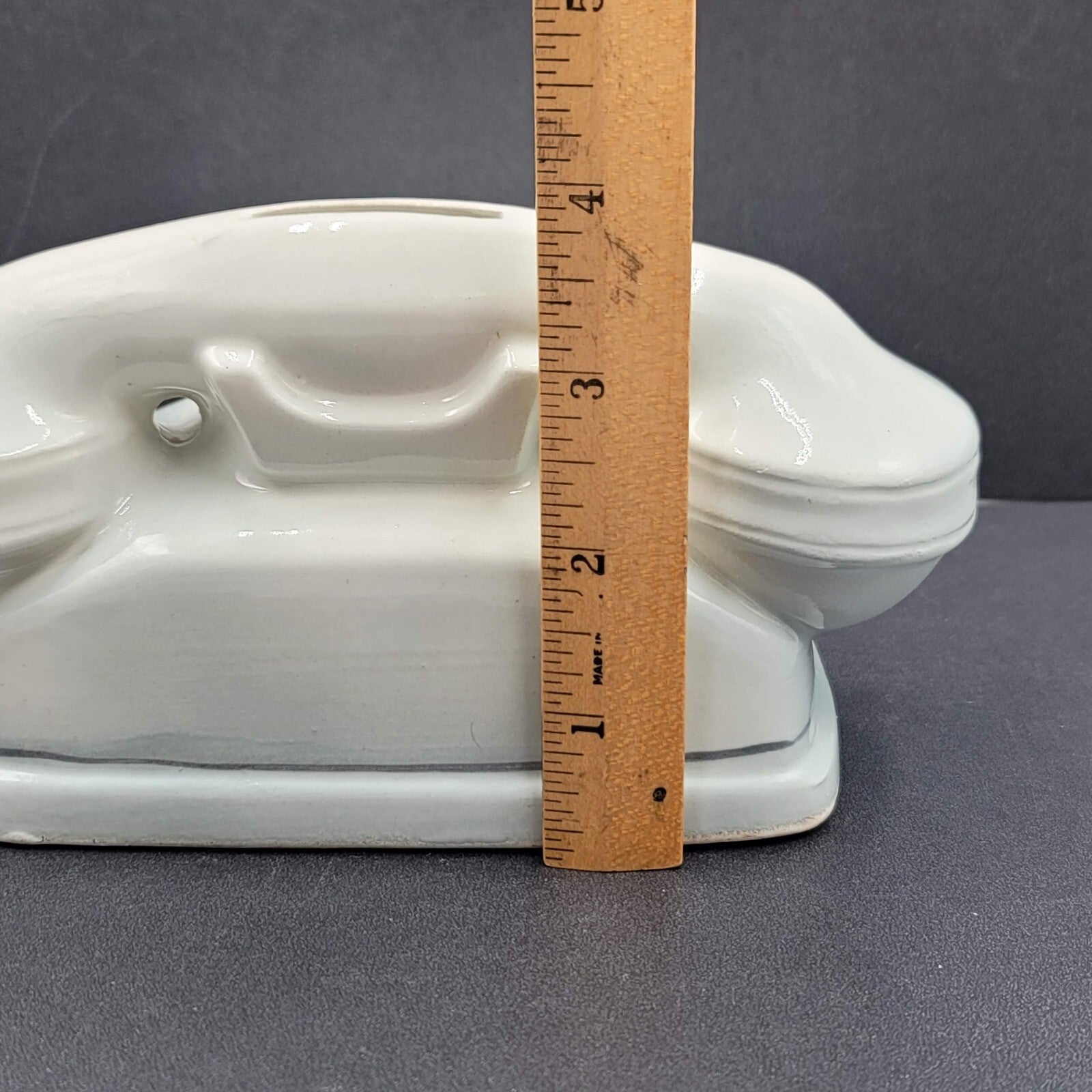 Vintage Ceramic Telephone Bank Tolls Rotary 7" x 5" No stopper