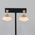 Pierced Earrings Gold tone White Pearloid Resin Dangle 1.25"