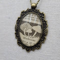 Artisan Glass Mushroom Pendant Necklace Bronze tone in Chain 18"