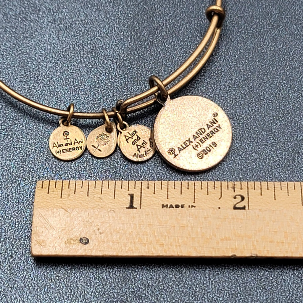 Alex and Ani Charm Bracelet Lot Monogram G Gold tone