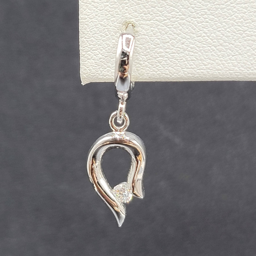 Pierced Earrings Silver tone Crystal Huggie Hoops Dangle 3/4"