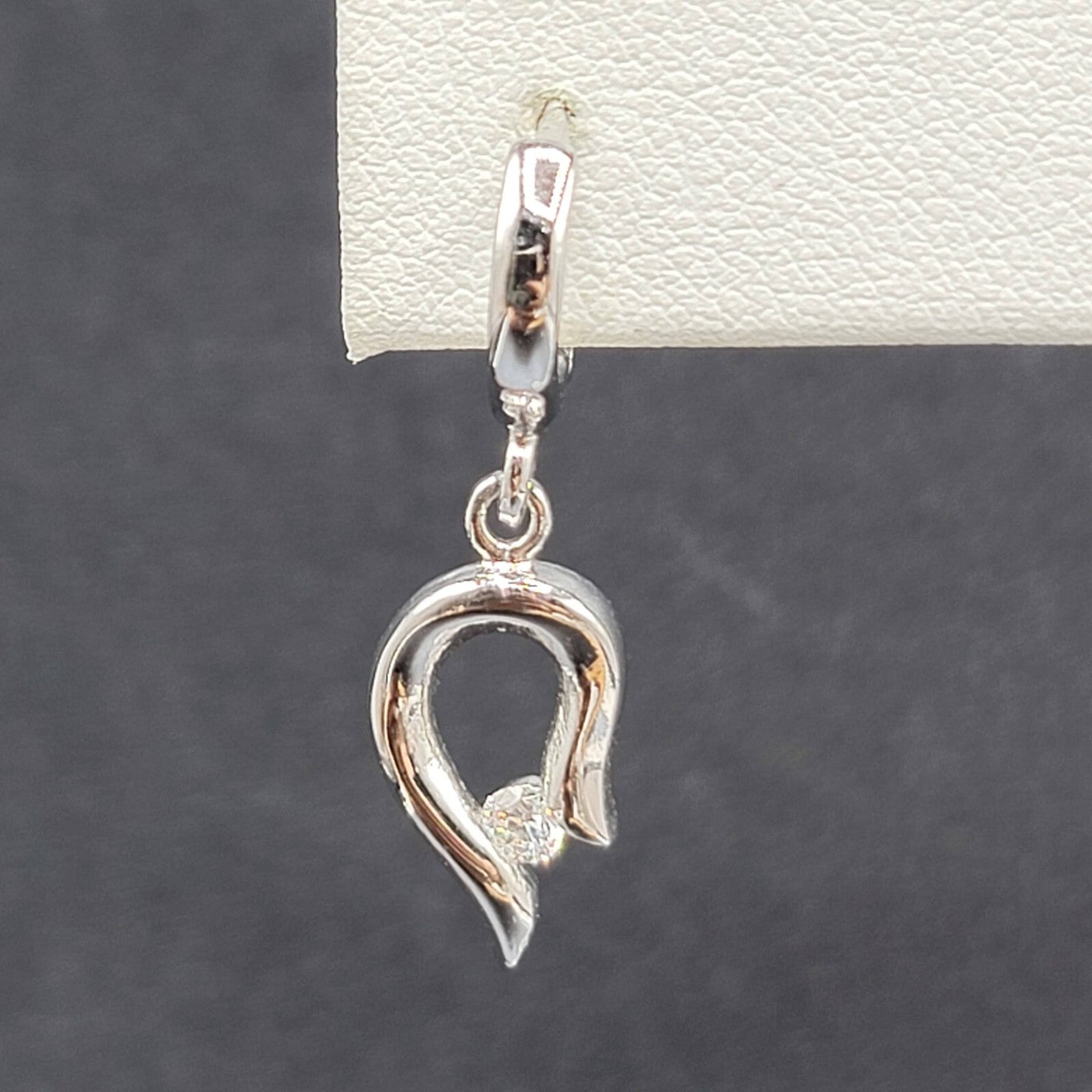 Pierced Earrings Silver tone Crystal Huggie Hoops Dangle 3/4"