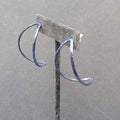Vintage Pierced Earrings Navy Blue Enamel Open Half Hoops 1.75"