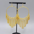 Large Statement Pierced Earrings Brassy/Gold tone Dangle 
