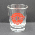 Petersen Automotive Museum Shot glass Souvenir Clear Red Lettering