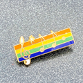 Rainbow Music Staff Enamel Lapel Pin Treble Clef Eighth Notes 1 1/8"