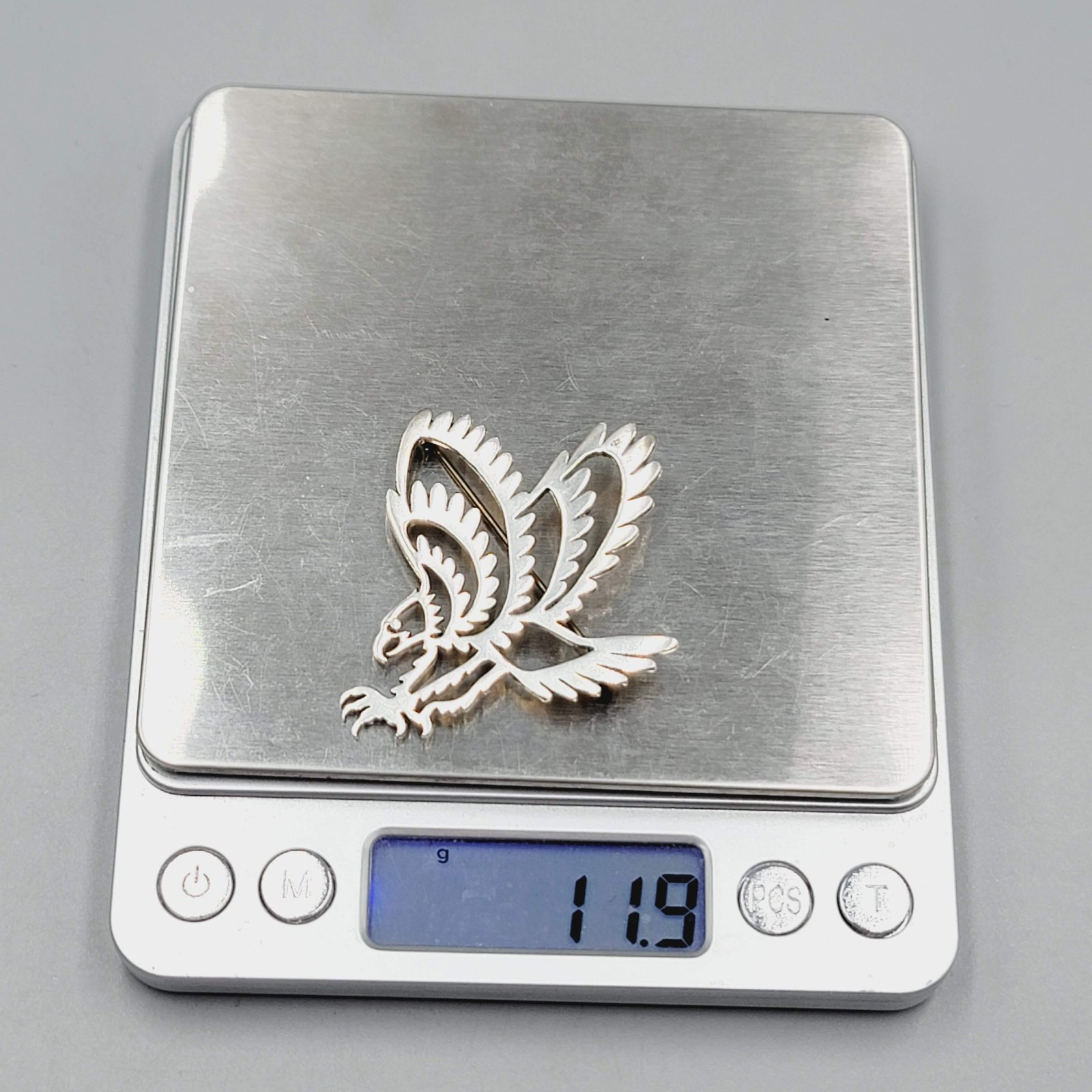 Vintage Eagle Brooch Sterling Silver Open Work 2"