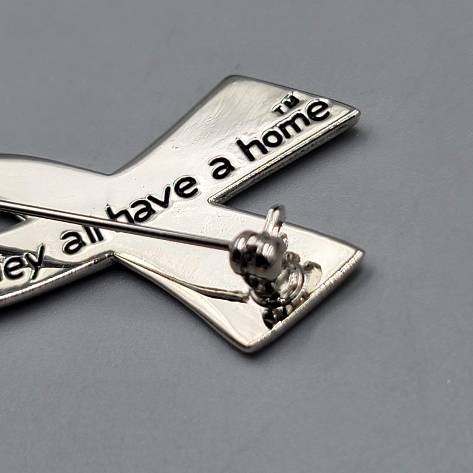 Animal Rescue Ribbon Pin Paw Prints Until They All Have a Home Silver tone  1.5"