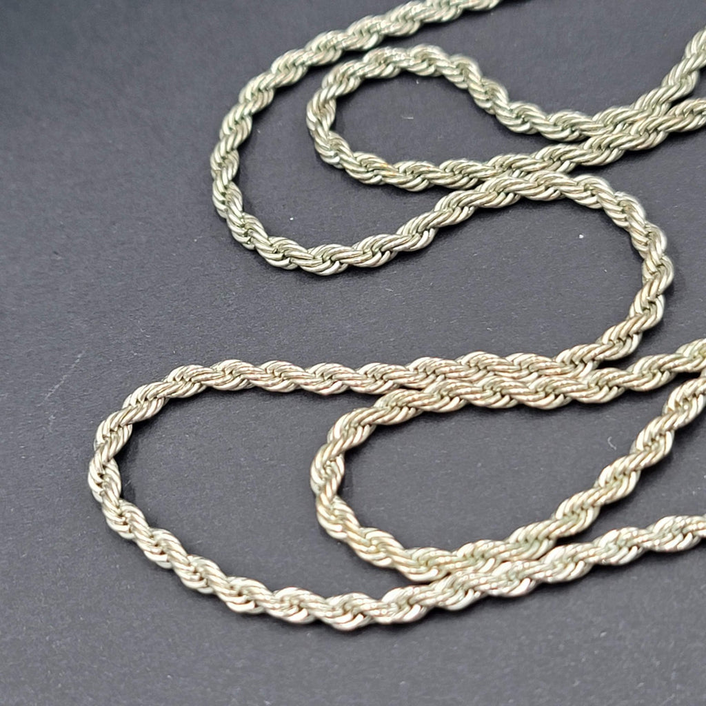 Vintage Revelon Twist Rope Necklace Silver tone Estate Costume Jewelry 24"