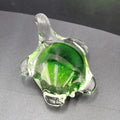 Turtle paperweight hand blown art glass green Murano style figurine