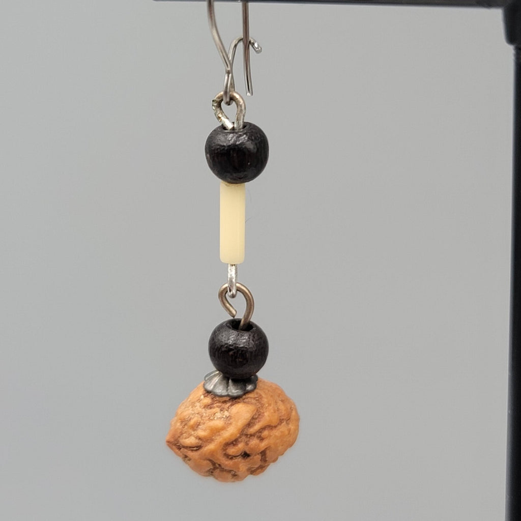 Boho Pierced Earrings Silver tone Seed Beaded Dangle 1.25"