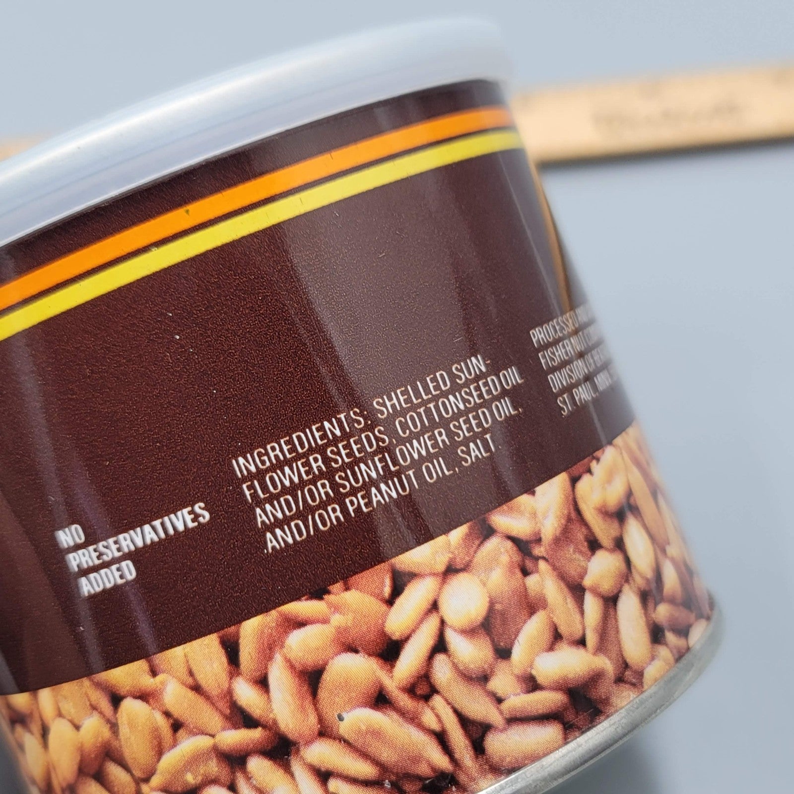 Vintage Fishers Sunflower Nuts Empty Metal Can Lid 6 oz