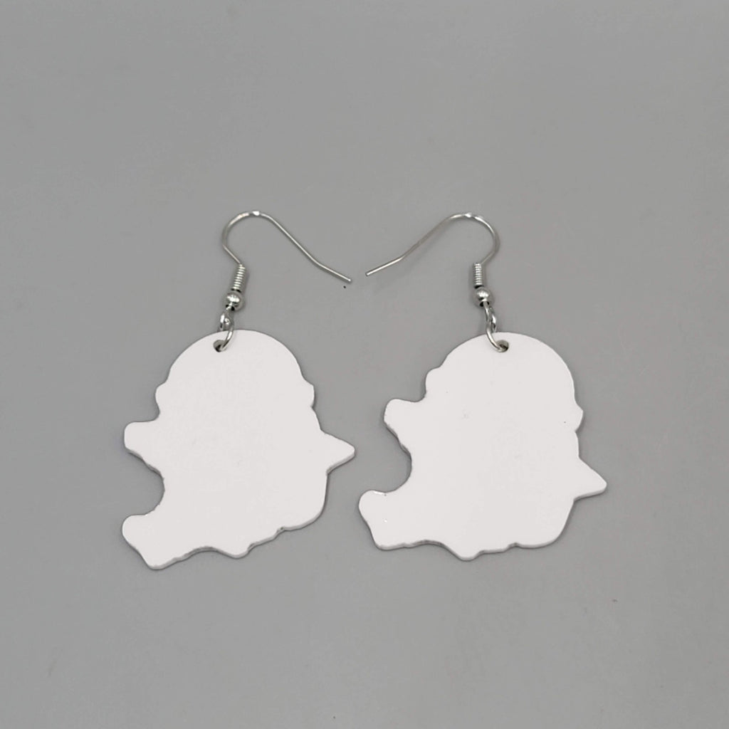 Space Kitty Cat Pierced Earrings Silver tone Dangle  1.25 in