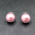 Pierced Earrings Purple Faux Pearl Studs 1/2"