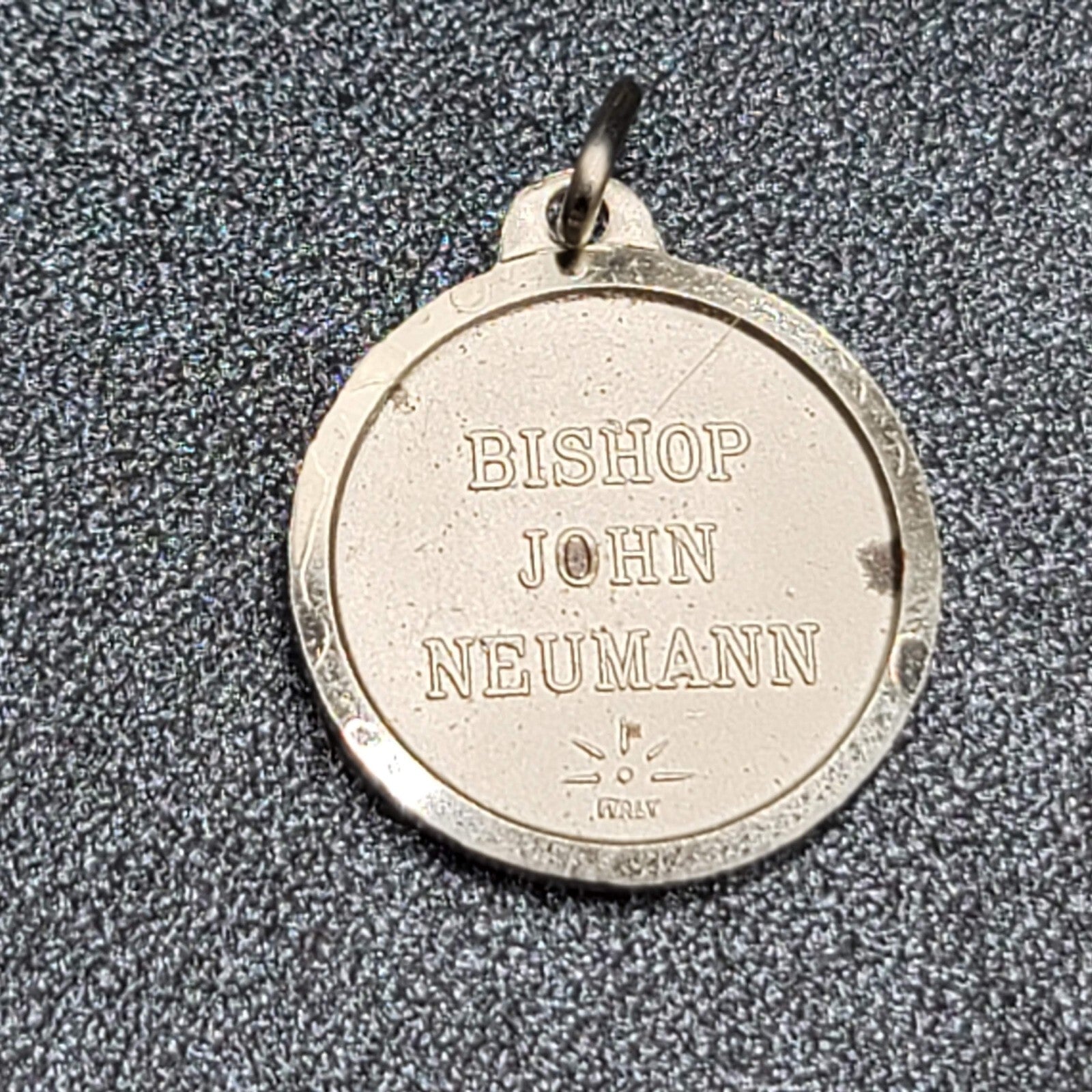 Vintage Catholic Bishop John Neumann Religious Medal 1" Silver tone