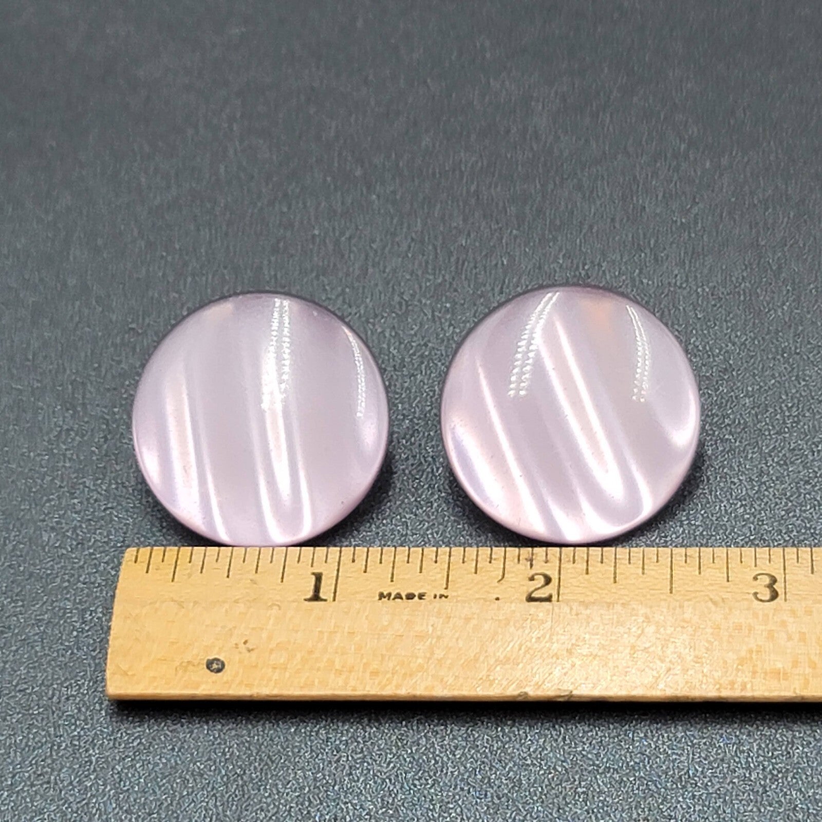 Vintage Pierced Earrings Purple Chatoyant Resin Round Discs 1 1/8"