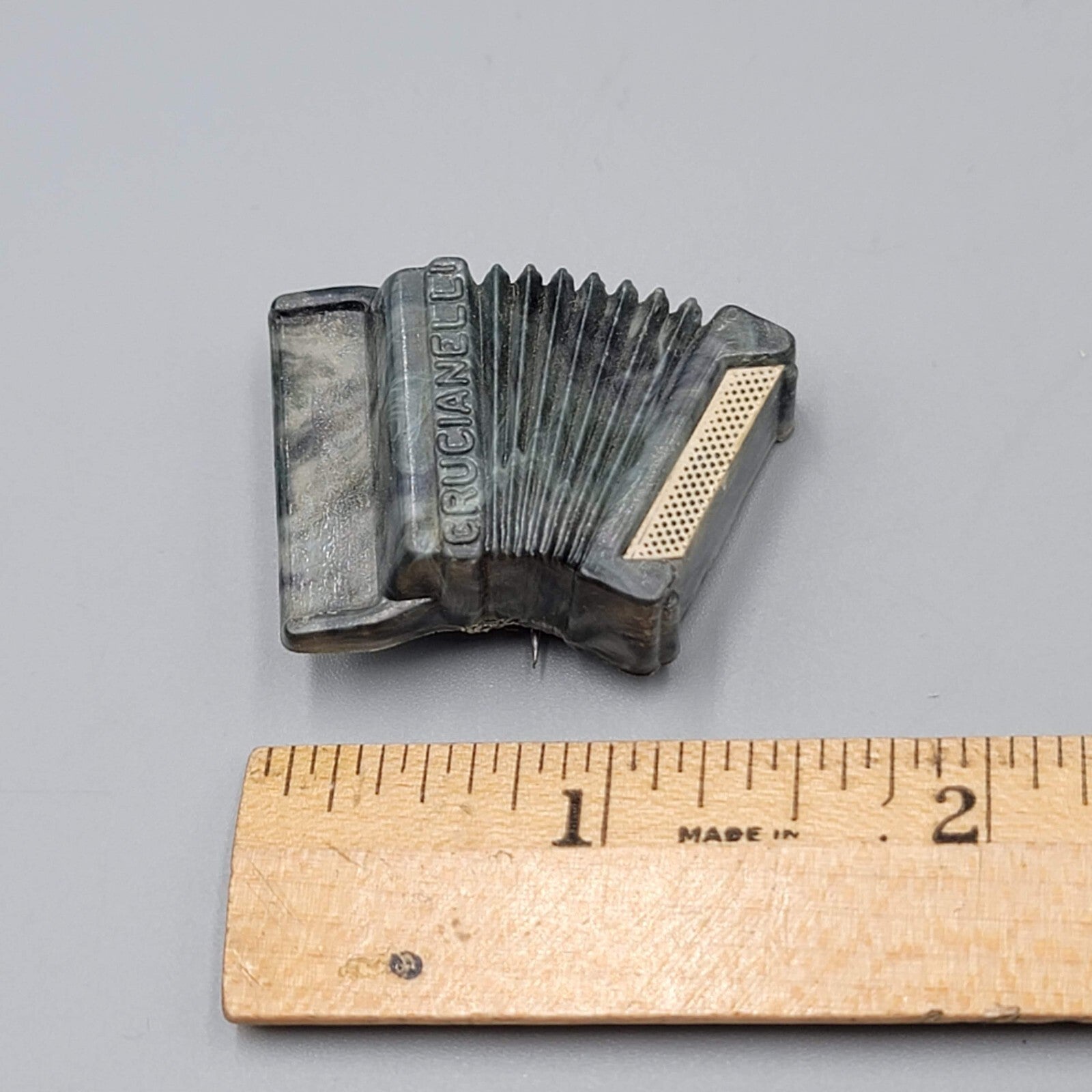 Vintage Accordion Crucianelli Plastic Lapel Pin Made in Italy 1.5"