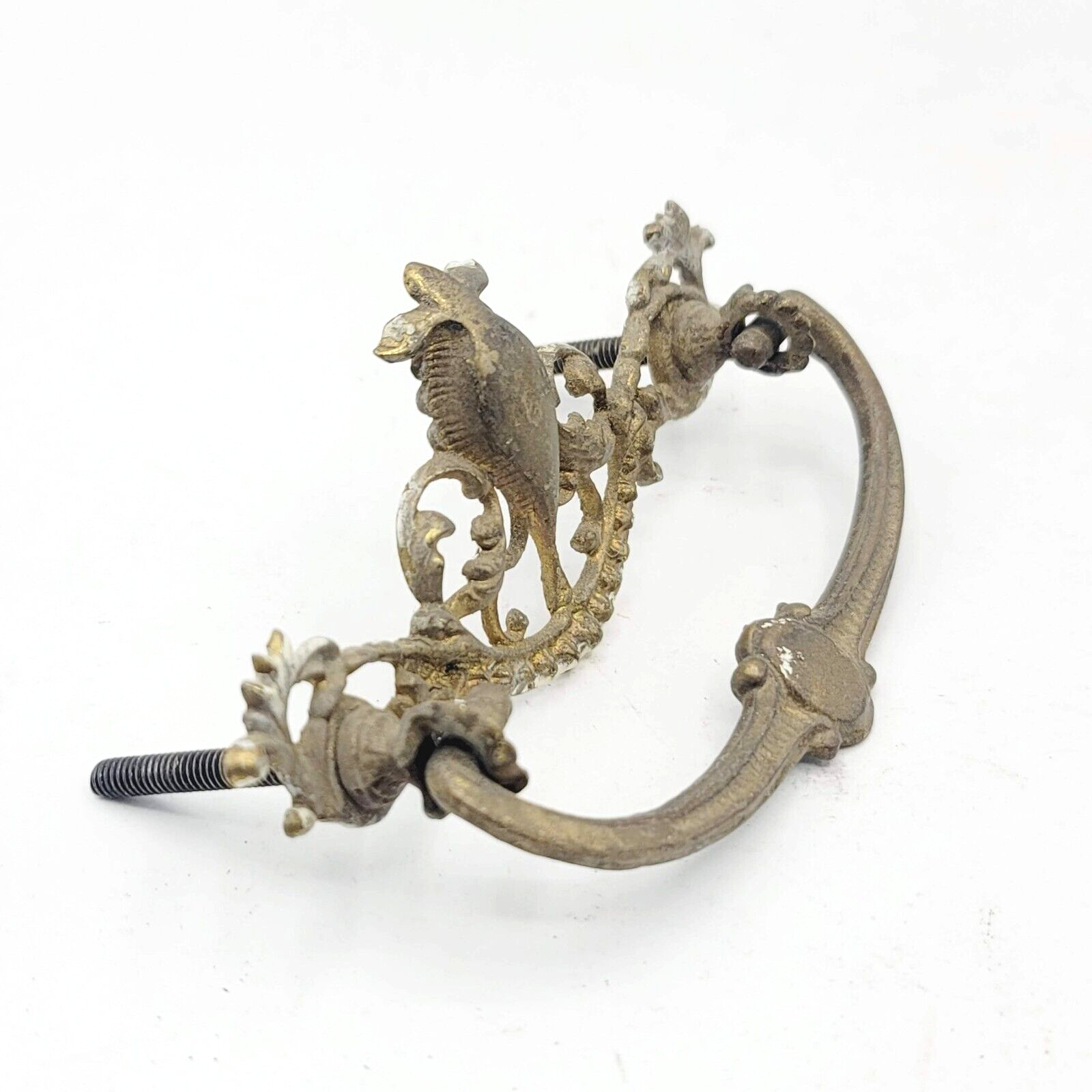 Vintage SINGLE Brass Drawer Pull Handle Gold Salvage 3"