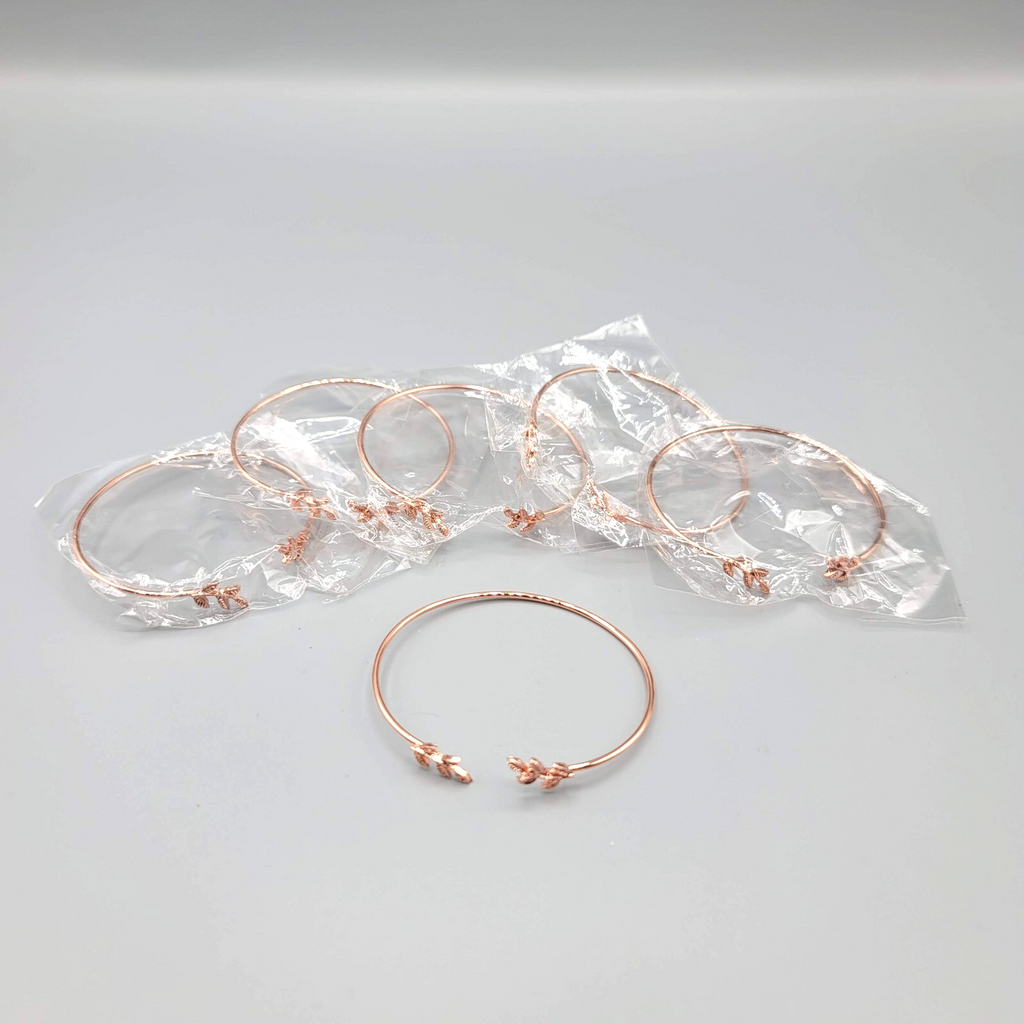 Lot of 6 NEW Rose Gold tone Bracelet  Lot Thin Cuff Leaf Design Bridesmaid Gift