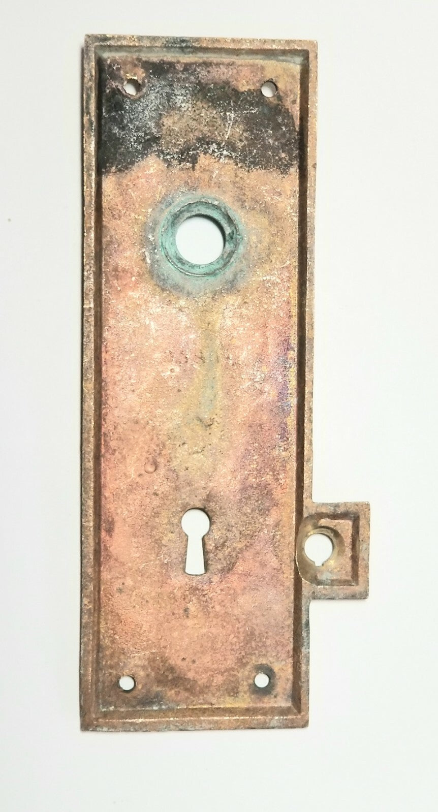 Antique Brass Bronze Door Knob Backplate w/ Skeleton keyhole & Thumb lock hole