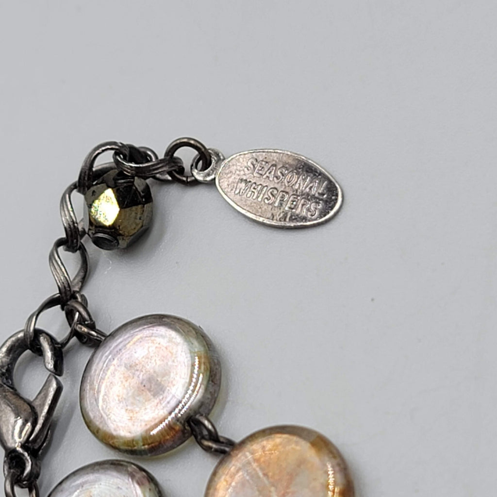 Seasonal Whispers Glass Bead Necklace Black Metal 18" Adj