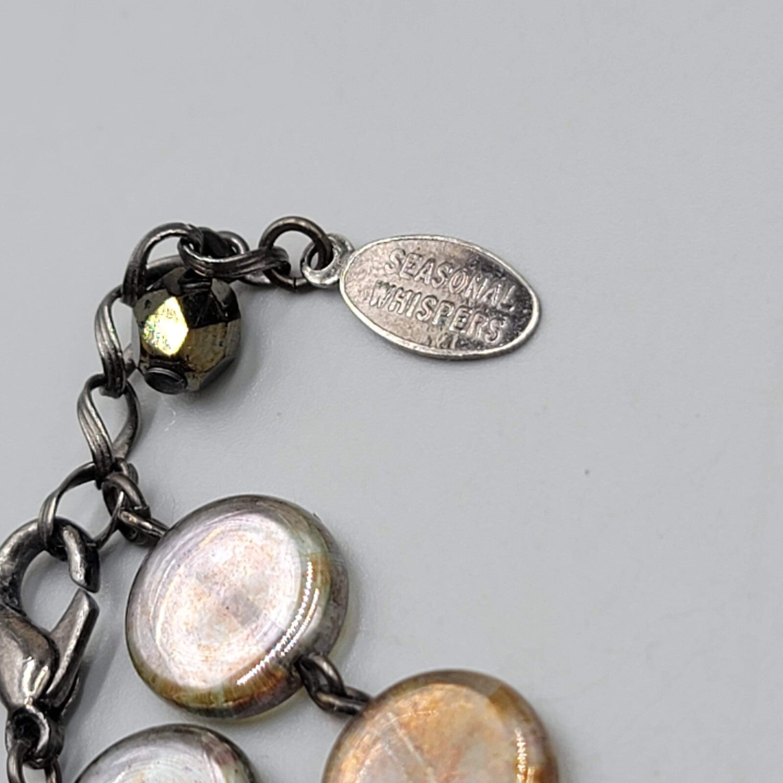 Seasonal Whispers Glass Bead Necklace Black Metal 18" Adj