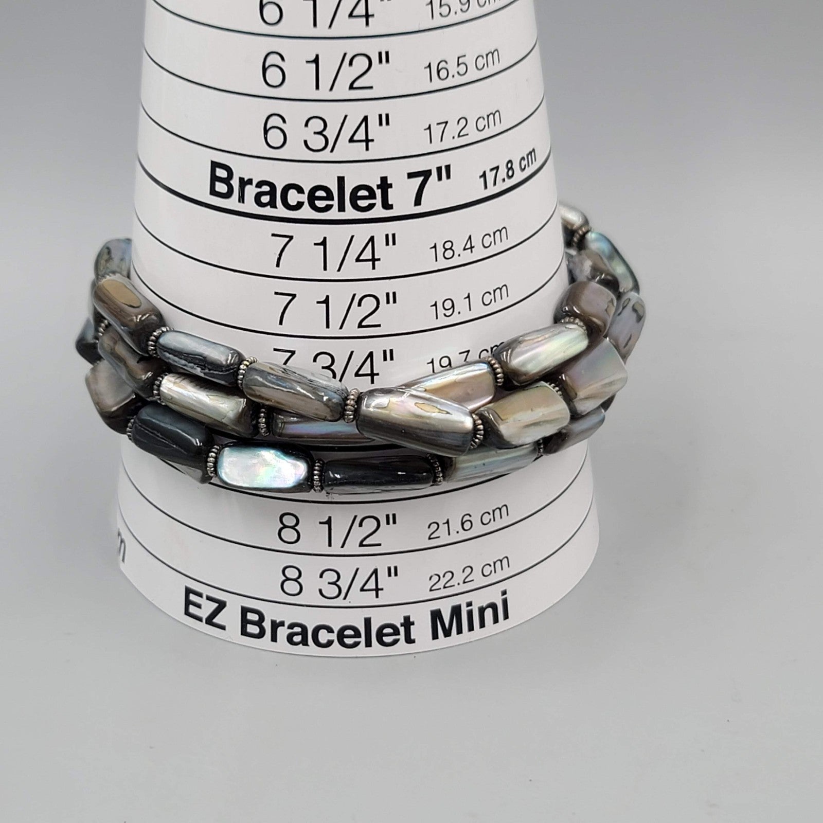 Multi color Natural Shell Bead Bracelet Triple Strand 8"