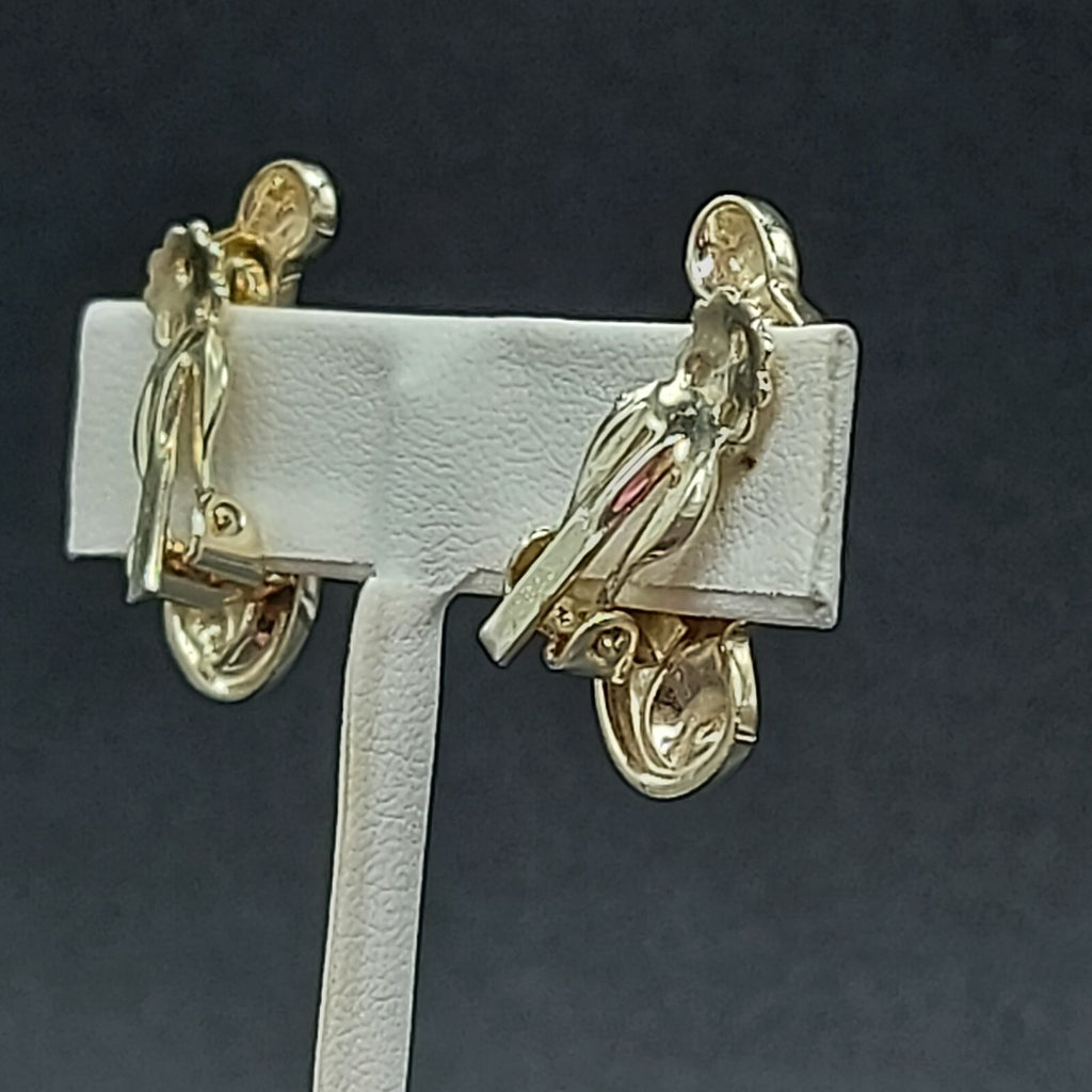 Vintage STAR Clip On Earrings Swirl Design Gold tone Climber 1 1/8"