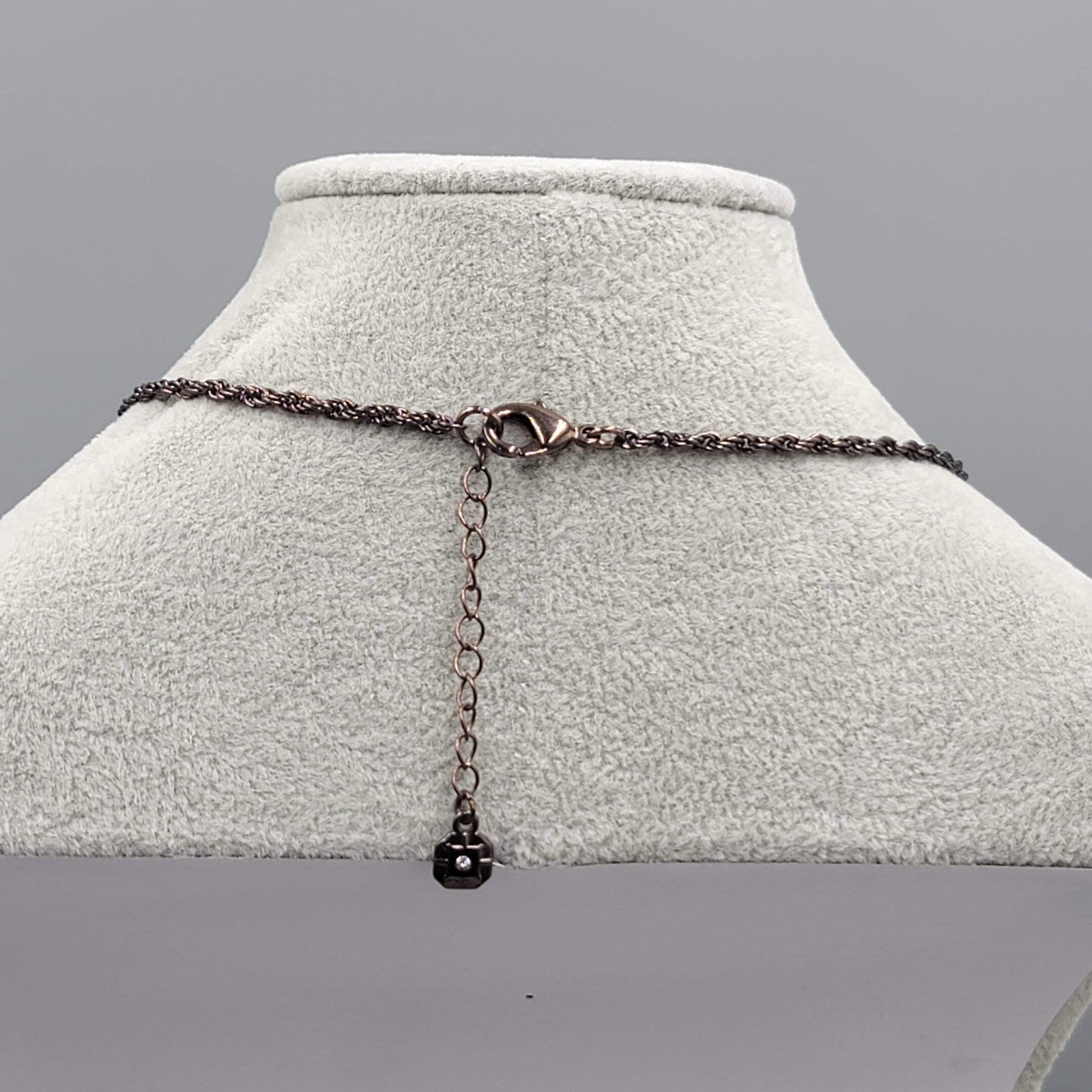 Lovely Apricot Crystal Bib Necklace Bronze tone 16"-18" EUC