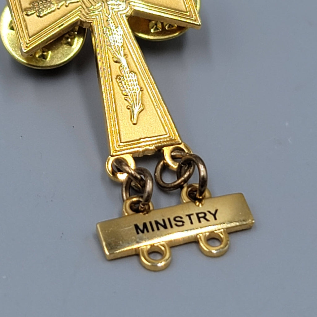 Christian Wheat Ministry Cross Gold Plated Pin 1.5"