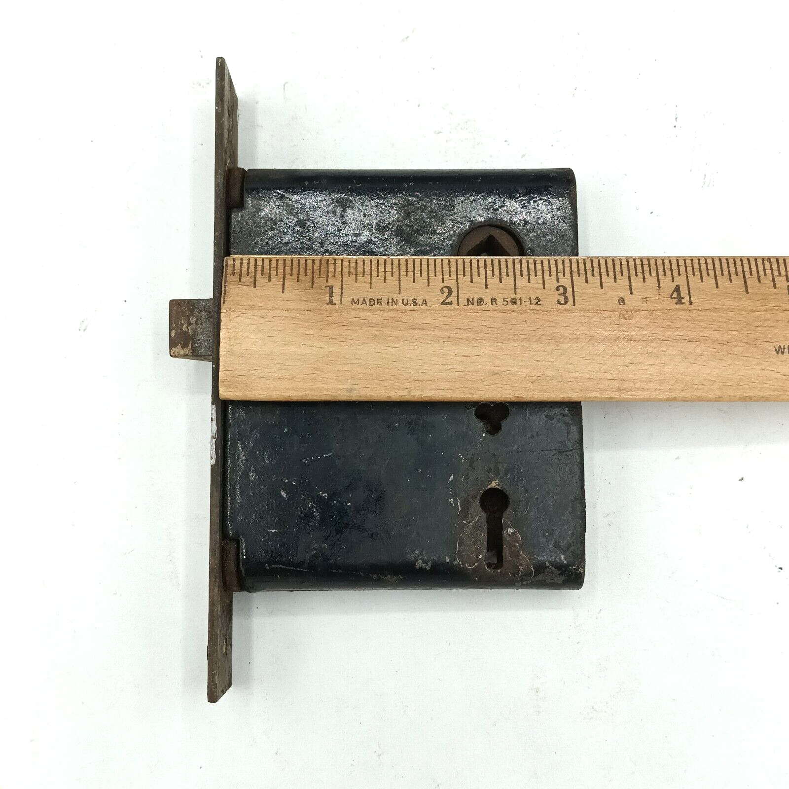 Vintage Mortise Lock Door Hardware Salvage Skeleton Keyhole NO Key Purple Paint