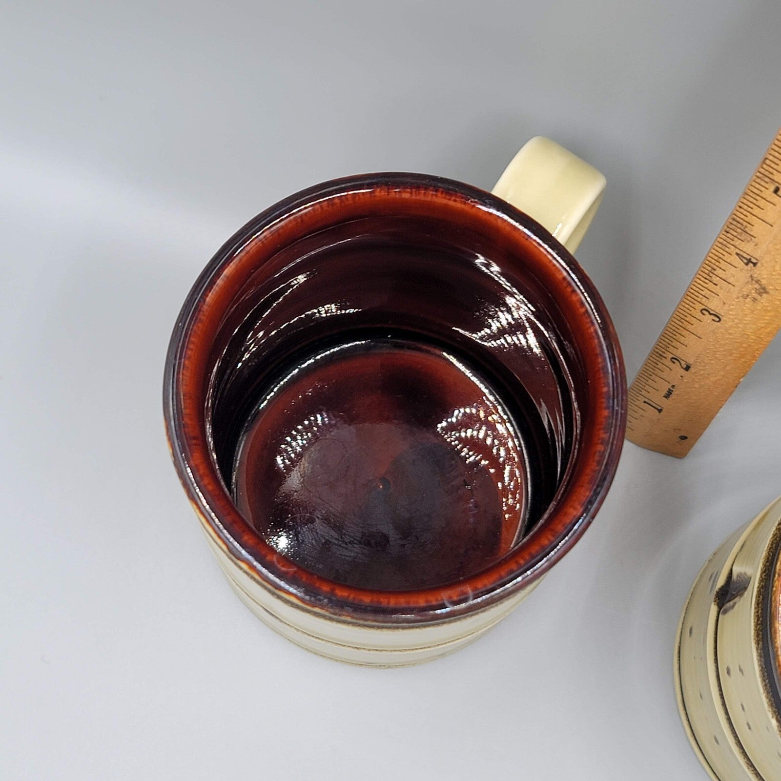 Vintage Set of 2 Baldelli Bamboo Design Coffee Mug Cup Glazed Art Pottery Italy