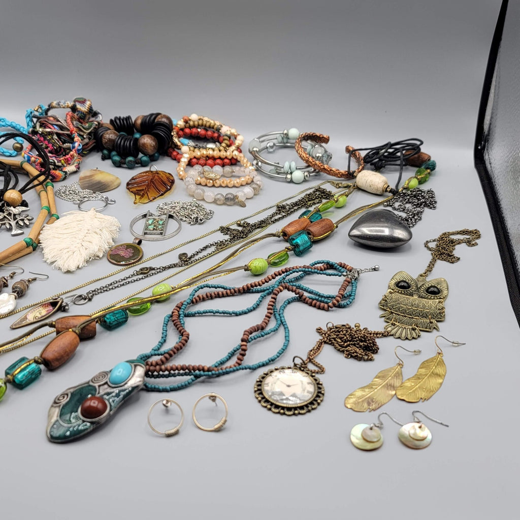 Colorful Jewelry Lot Necklaces Bracelets Earrings 38 pcs ALL WEARABLE or RESALE