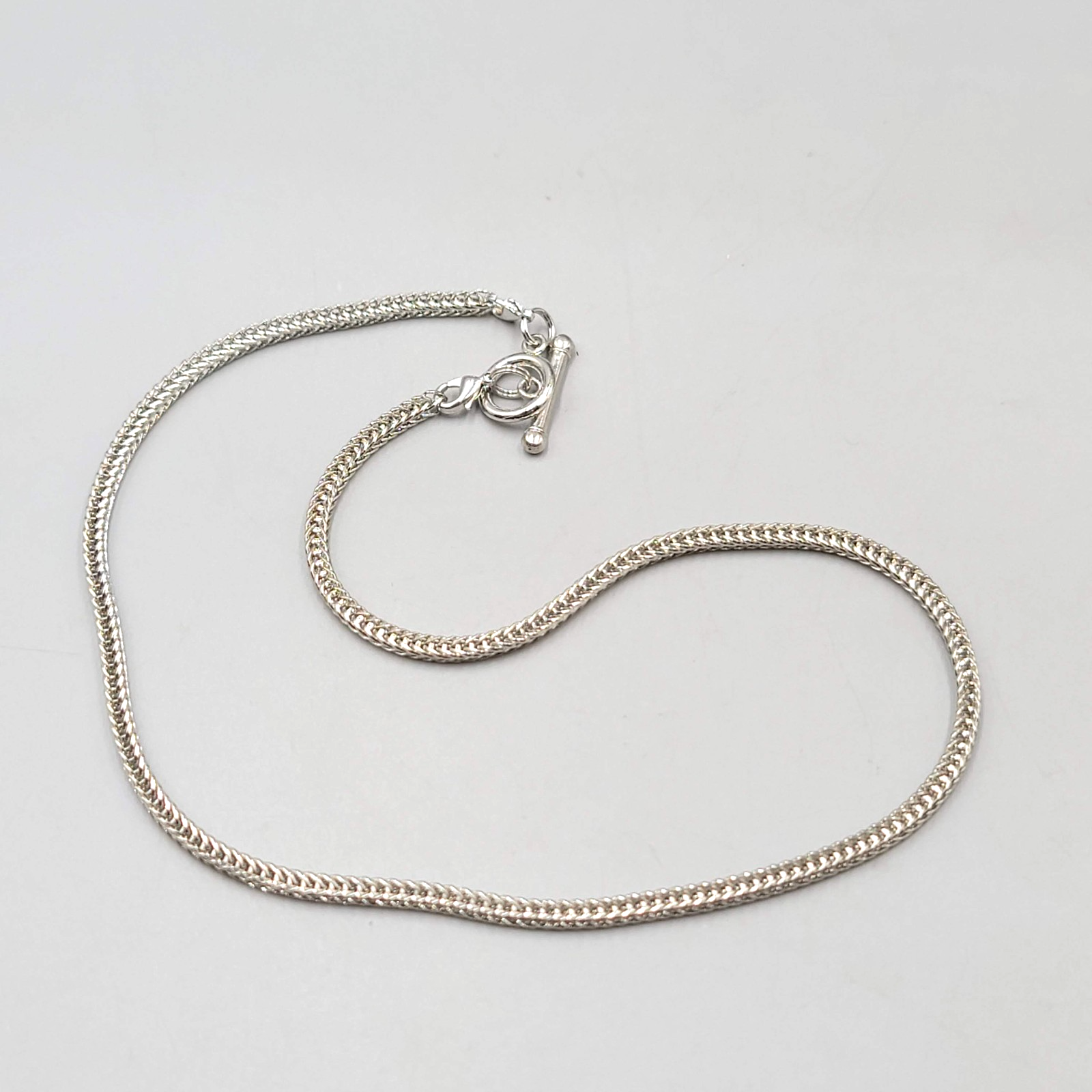 Silver Plated Spiga Chain Necklace Toggle or Lobster Clasp 18 in
