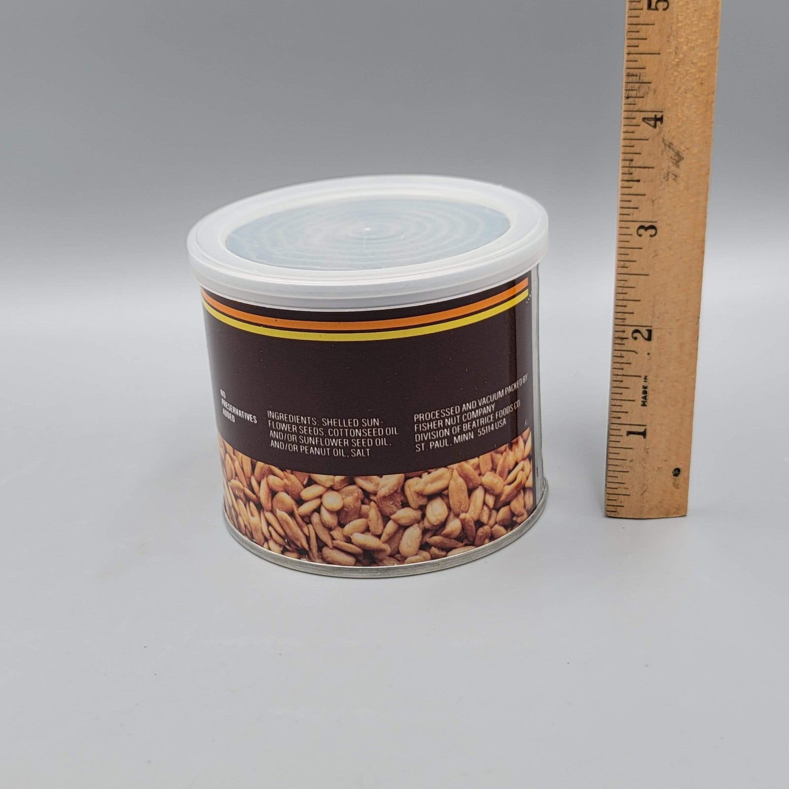Vintage Fishers Sunflower Nuts Empty Metal Can Lid 6 oz