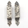 Vintage PAIR Steel Pull Handle Hammered Silver tone 3 3/4" (holes) Door Cabinet 