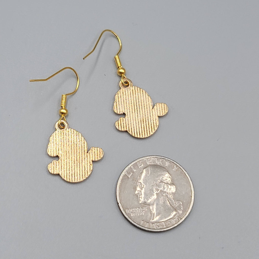 Snowman Pierced Earrings Christmas Holiday Enamel Dangle Gold tone 3/4" New