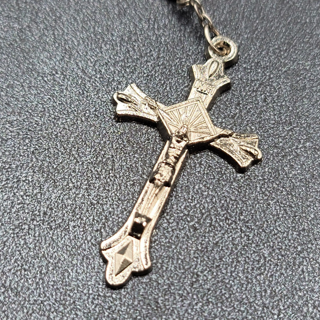 Vintage AB Glass Bead Rosary Bracelet Car Hanger White Bead