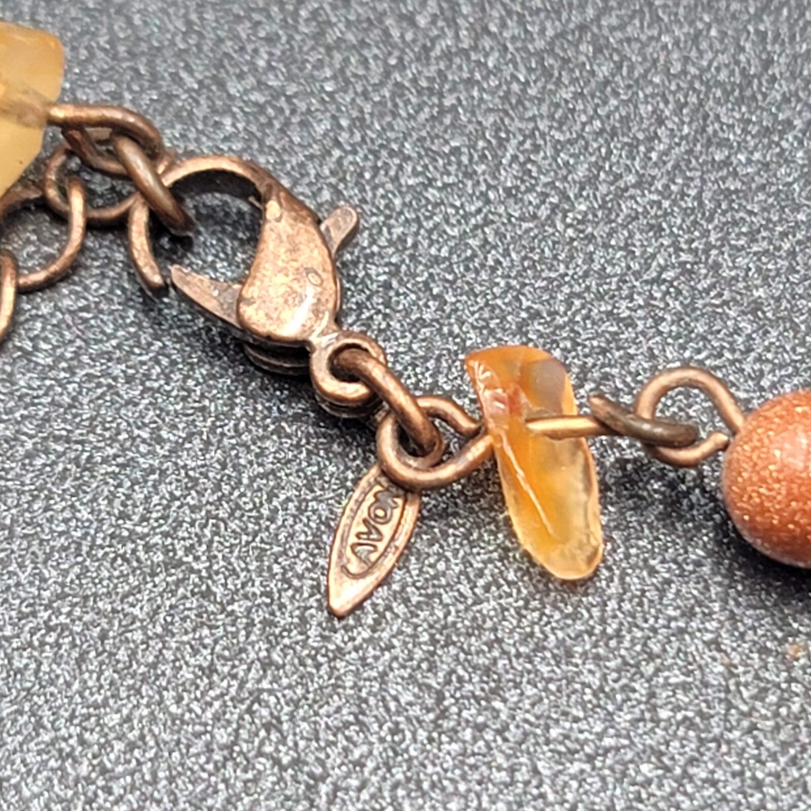 Avon Beaded NecklaceMulti Stone Copper tone 18"-21" Adj