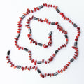 Magnetic Therapy Wrap Bracelet Necklace Anklet Red Stone Silvertone Hematite 33"