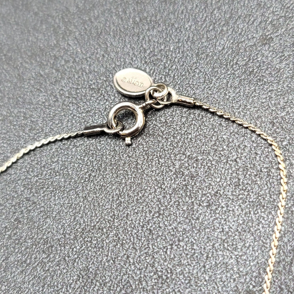Vintage MONET Silver tone Chain Station Necklace 15" Small and Dainty