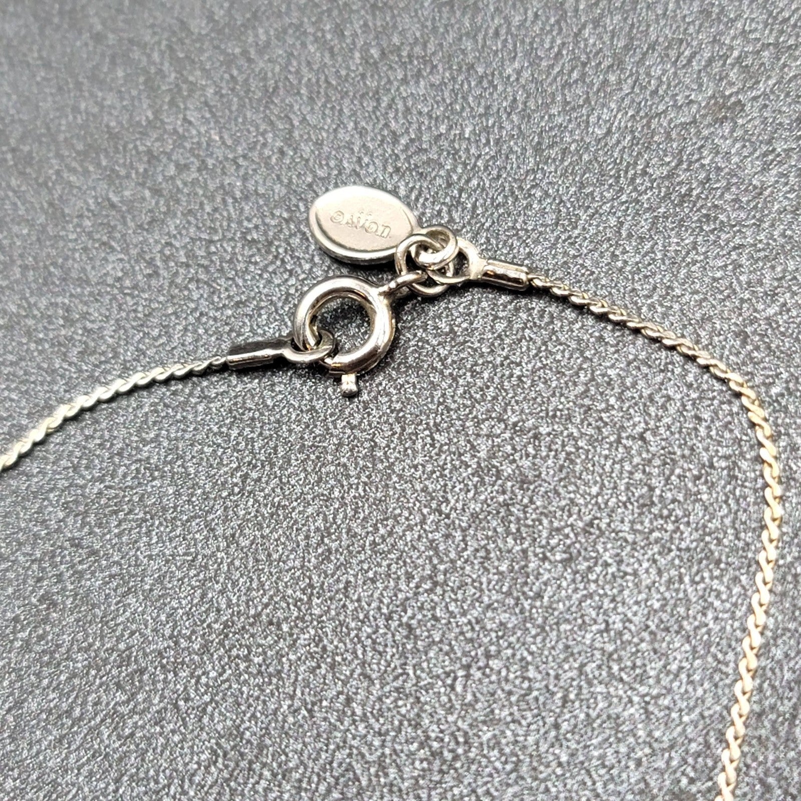 Vintage MONET Silver tone Chain Station Necklace 15" Small and Dainty