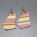Pierced Earrings Fabric Cut out State of Missouri Dangle 1.75"