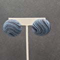 Vintage Pierced Earrings Blue Black Swirl Disc Drop 1.25"